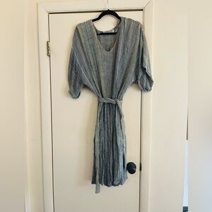 Vintage woven dolman sleeve minimalist sack 70s dress S